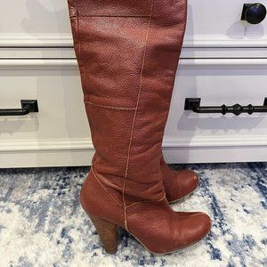 Restricted Leather Boots with Wood Heel Size 7